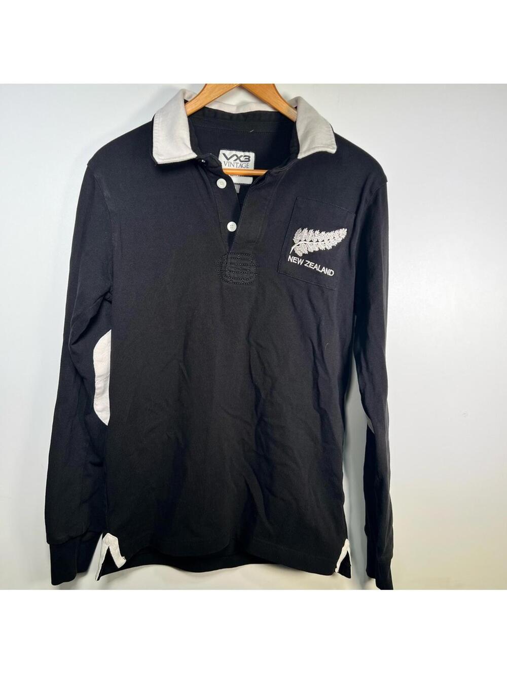 Vintage New Zealand Jersey Black Long Sleeve Shirt Size Medium Men